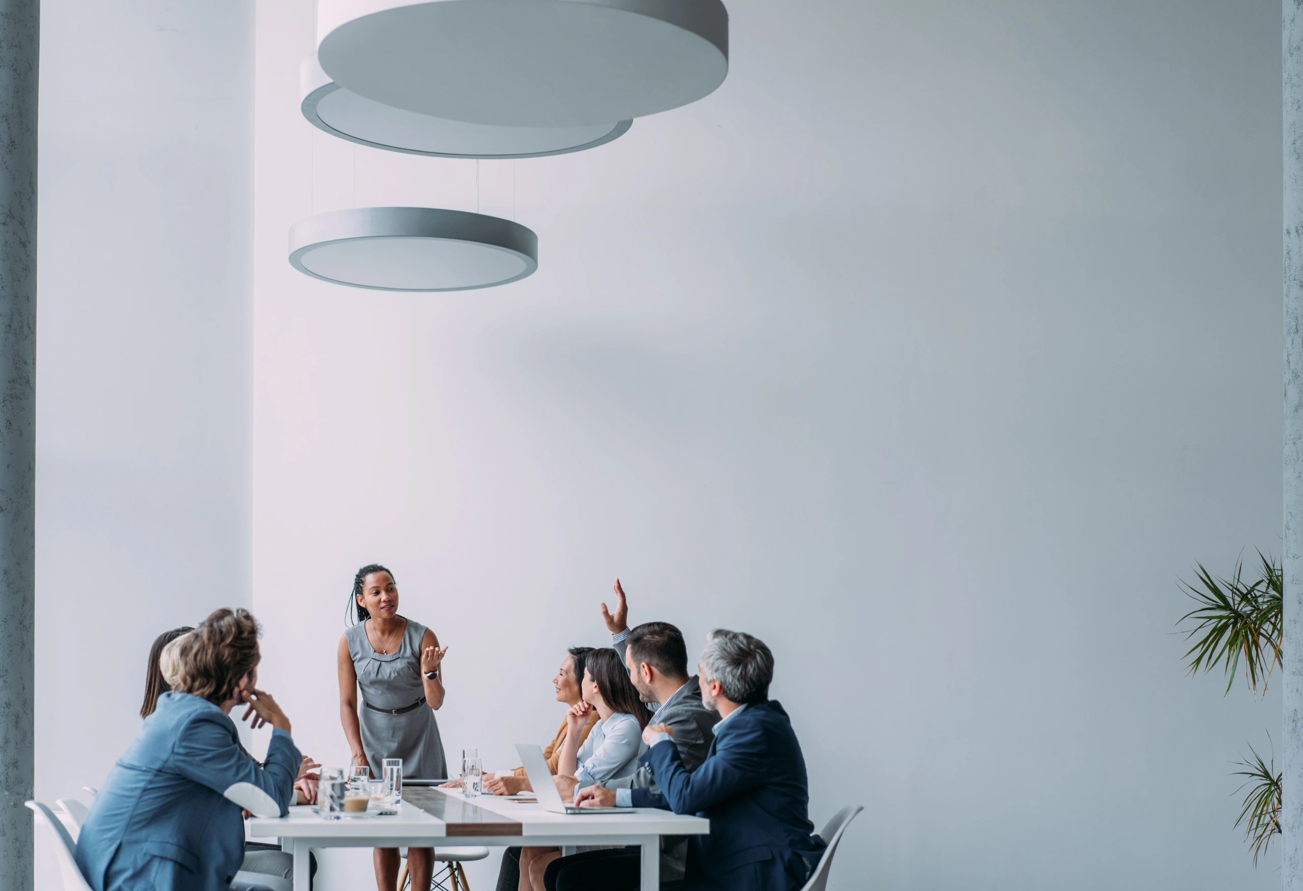 Business presentation during a team meeting